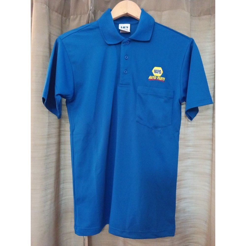 Women's NAPA Auto Parts Blue Henley Polo Work Shirt Size XSmall